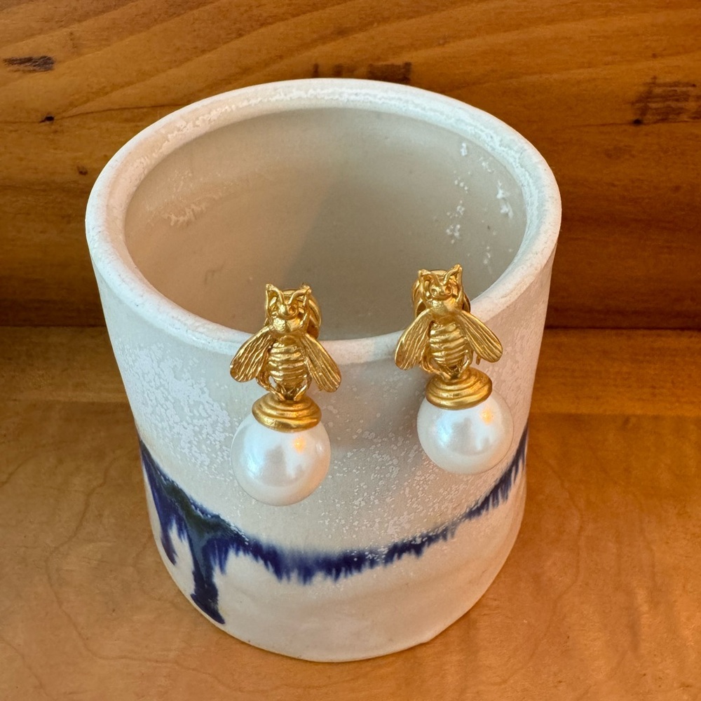 Julie Vos Bumble Bee Pearl Drop Earrings